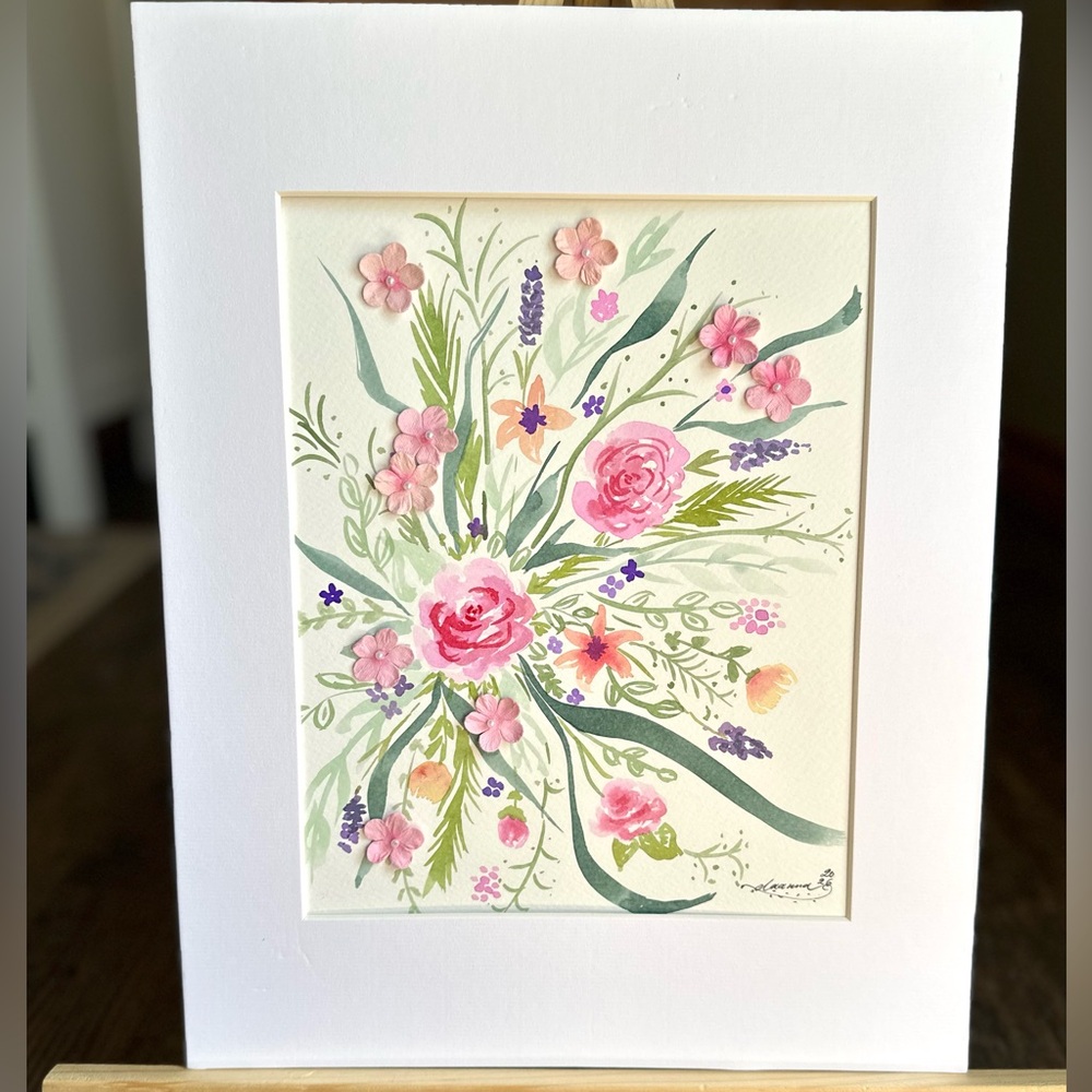 Hand-Made New Watercolor Art Cheerful Flowers